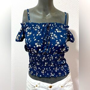 Chocolate Blue Floral Crop Top Women’s size Small